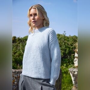 NEW Fisherman Out of Ireland Donegal Alpaca Wool Sweater Small Blue Chunky Knit